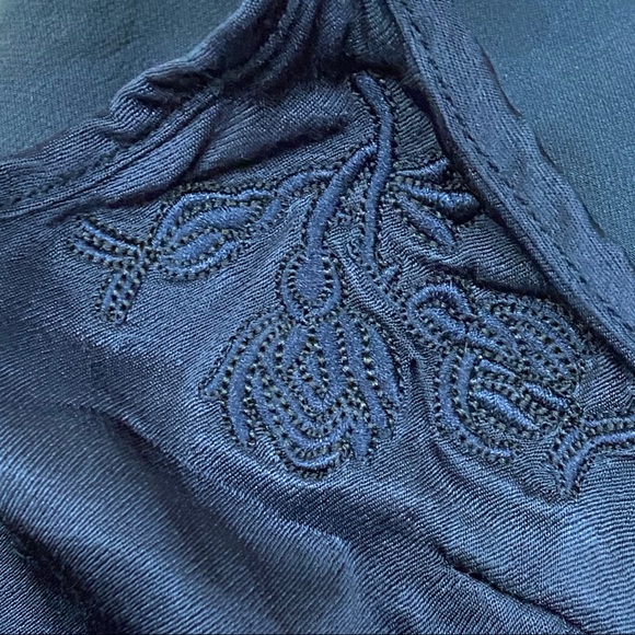 Obey Navy Embroidered Plunge Slip Dress S - Picture 12 of 12